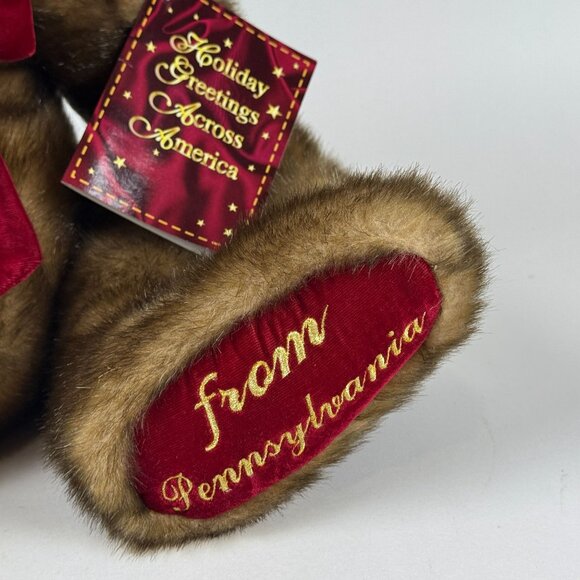 Dan Dee Holiday Greetings Teddy Bear Happy Holidays From Pennsylvania Plush Bow - Picture 2 of 8
